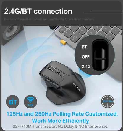 Ratón gaming E-YOOSO X-31 Pro USB grande con Bluetooth 2.4G inalámbrico, PAW3212, 4800 DPI, para gamers, ordenador portátil y PC
