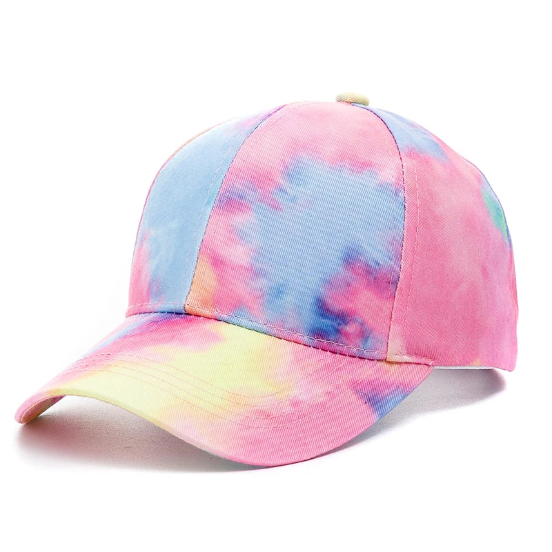 New Outdoor Casual Tie Dye Caps For Women Rainbow Colorful Baseball Cap Female Fashion Streetwear Summer Hat