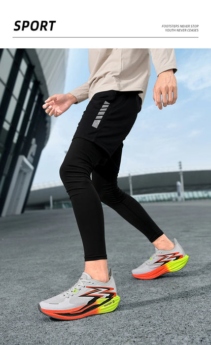 Ténis de Corrida NOVOS com Placa de Carbono para Maratona, Homem e Mulher, Desportivos, Respiráveis, Leves, Confortáveis, Antiderrapantes e Casuais