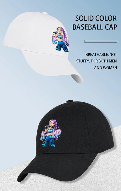 K-POP Purple Hair Idol Cartoon Print Baseball Cap Men Women Y2K Streetwear  Adjustable Dad Hat Sun Hat
