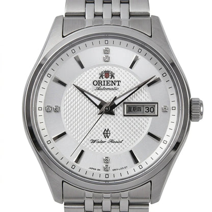 Mechanische Automatikuhr für Herren von Orient mit Doppelkalender (Datum und Wochentag), Kristallindexen und Edelstahlarmband – Armbanduhr im Business-Stil