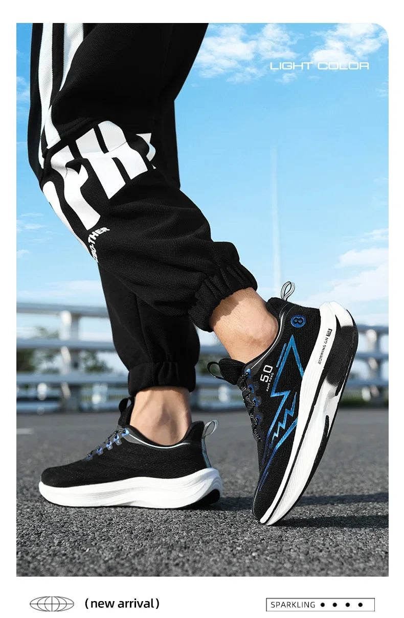Herren-Sportschuhe – professionelle, gedämpfte Laufschuhe mit Carbonplatte, atmungsaktive Schnür-Sneaker für Freizeit, Marathon und Training