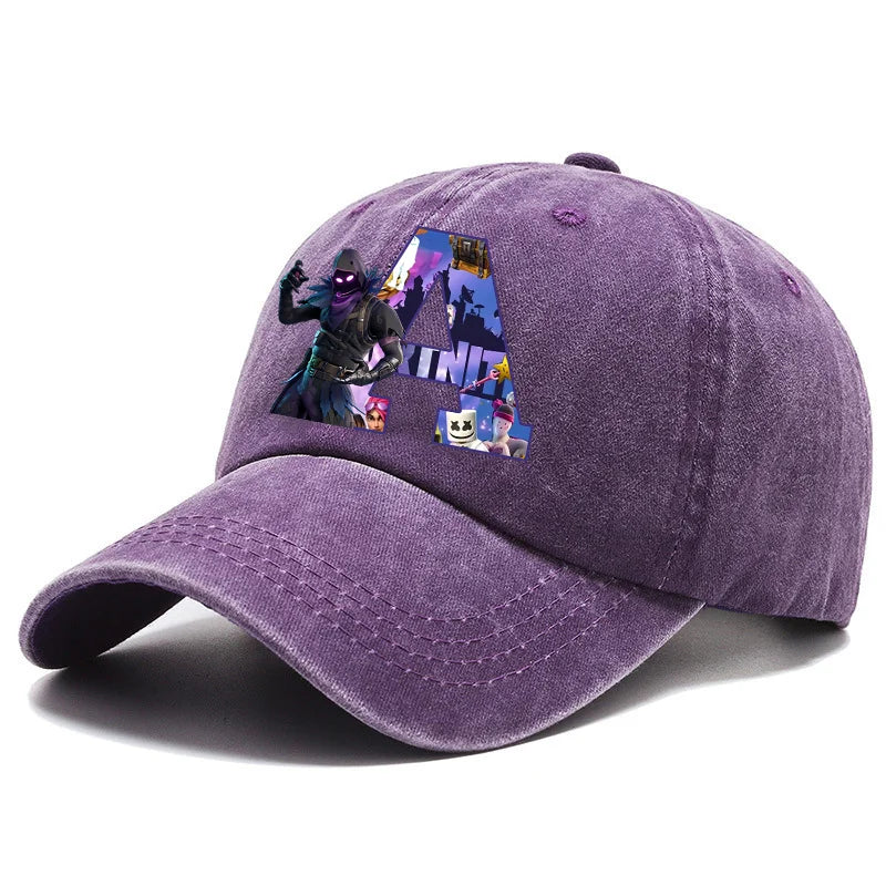 Gorra de béisbol para adulto Fortnite A-Z Letter, para hombre y mujer, ajustable, de denim lavado, estilo retro hip hop, sombrero para el sol, accesorio para deportes al aire libre, regalo