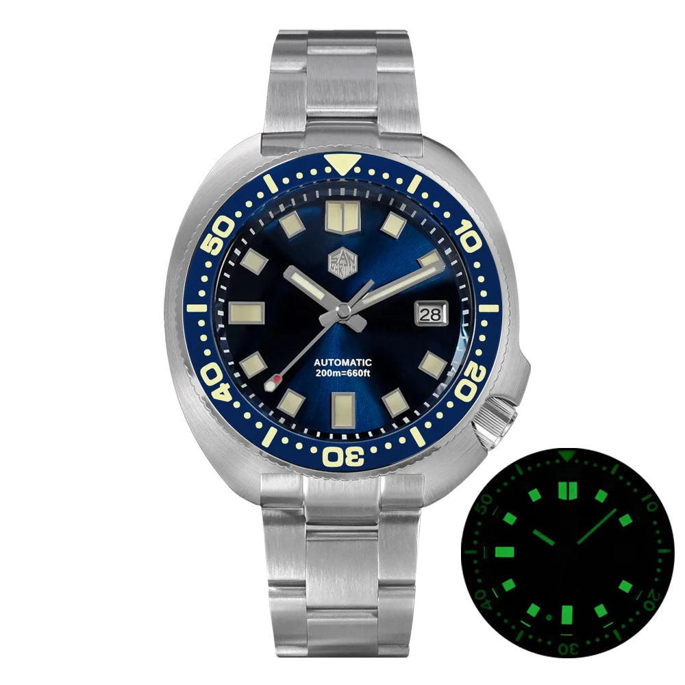 San Martin Turtle Men's Diver Watch 44mm NH35 Automatic Mechanical Wristwatch Sapphire Waterproof 200m Luminous Watches SN0047