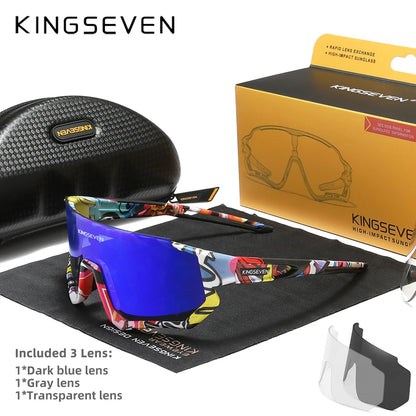 KINGSEVEN Cycling Anti-UV Sunglasses Men Women Bicycle Glasses UV400 Polarized Fishing Bike Climbing Large Frame Sports Eyewear