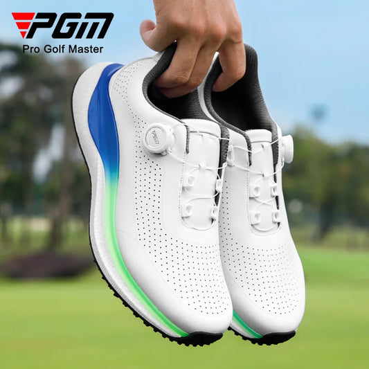 PGM Golf Men’s Sports Sneakers Super Soft Popcorn Midsole Knob Lace Anti-Slip Breathable Golf Shoes