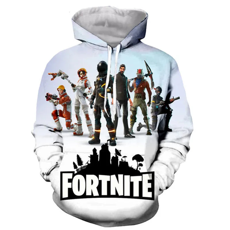 Children's Fortnite 2024 Sweatshirt, 3D Digital Printed Hoodie, Men's and Women's Pullover Jacket, Long Sleeve Children's Gift