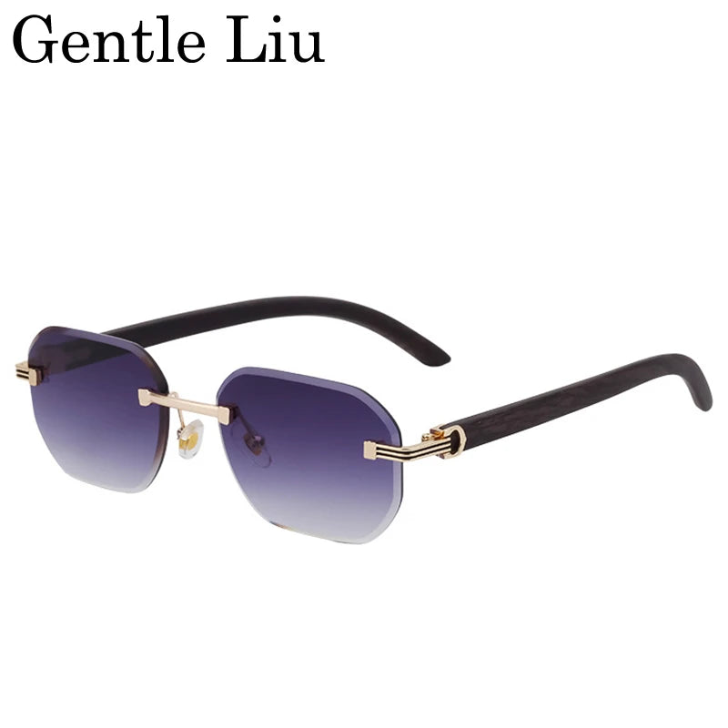 Vintage Square Rimless Sunglasses Men 2026 Luxury Brand Trendy Frameless Punk UV400 Eyewear Anti Blue Light Prescription Glasses