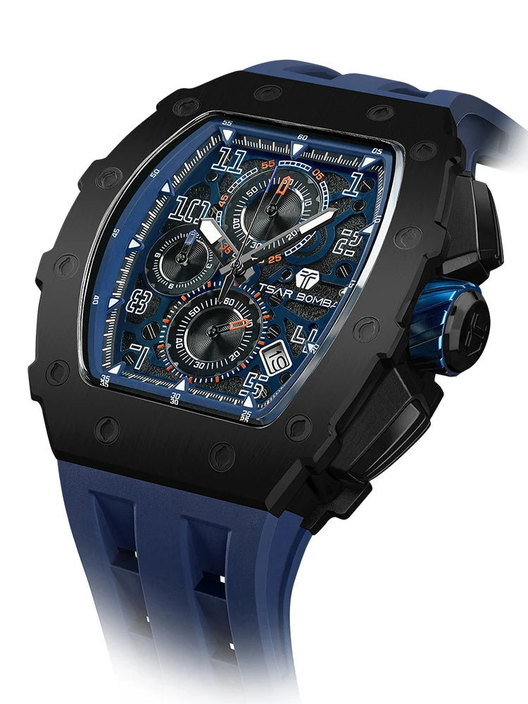 TSAR BOMBA New TB8204 Watch for Men, Japan Quartz Chronograph, 50M Waterproof Wristwatch, Fashion Sport Clock, Luxury Gift