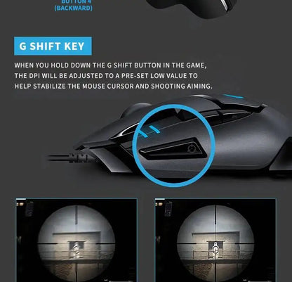 Ratón gaming Logitech G402 con tecnología Fusion Engine, 4 ajustes de DPI, procesador de 32 bits y diseño antideslizante para gaming competitivo profesional