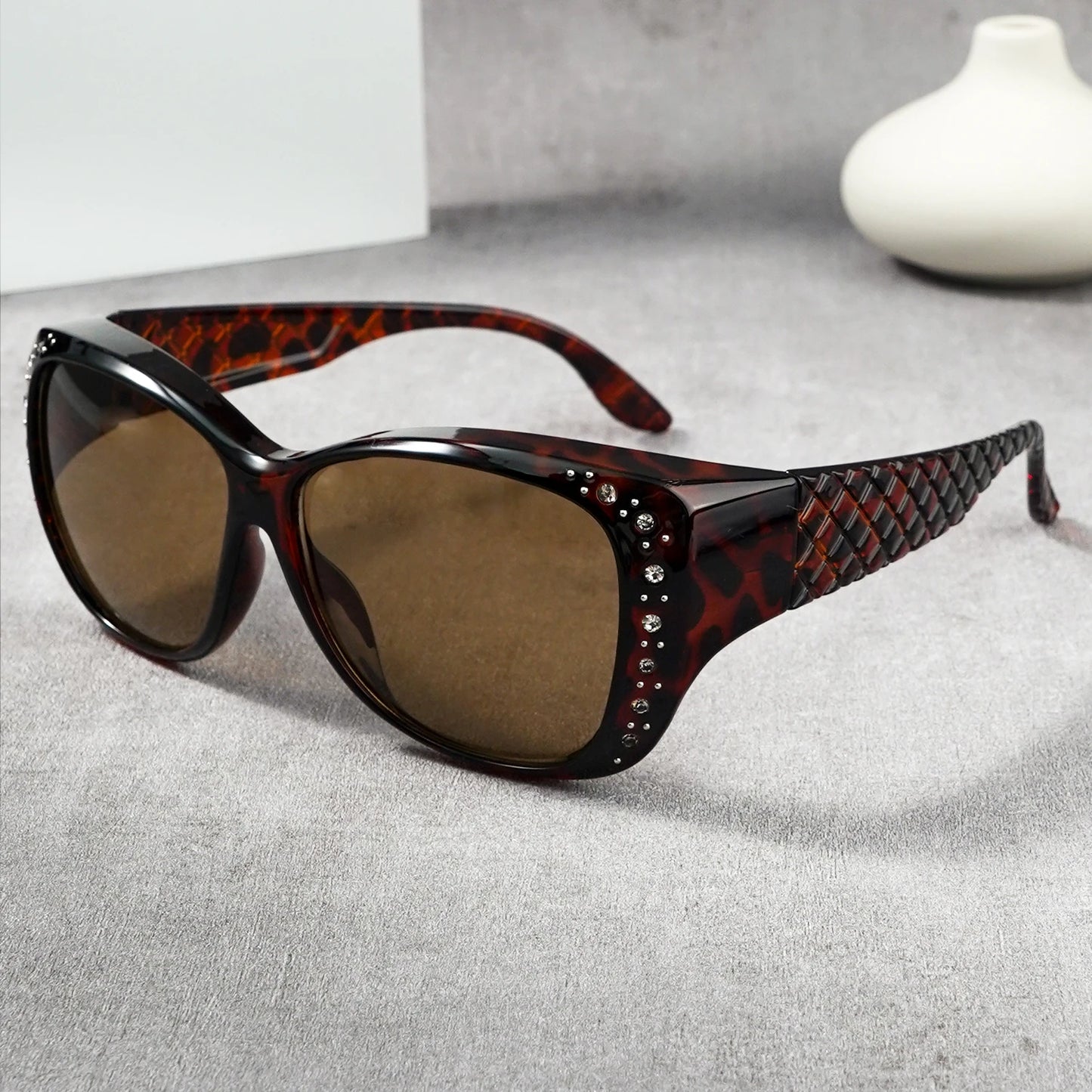 Rhinestone Fit Over Glasses Sunglasses Fashion Sun Glasses Fit Over GlitteringOversized Leopard Square Glasses