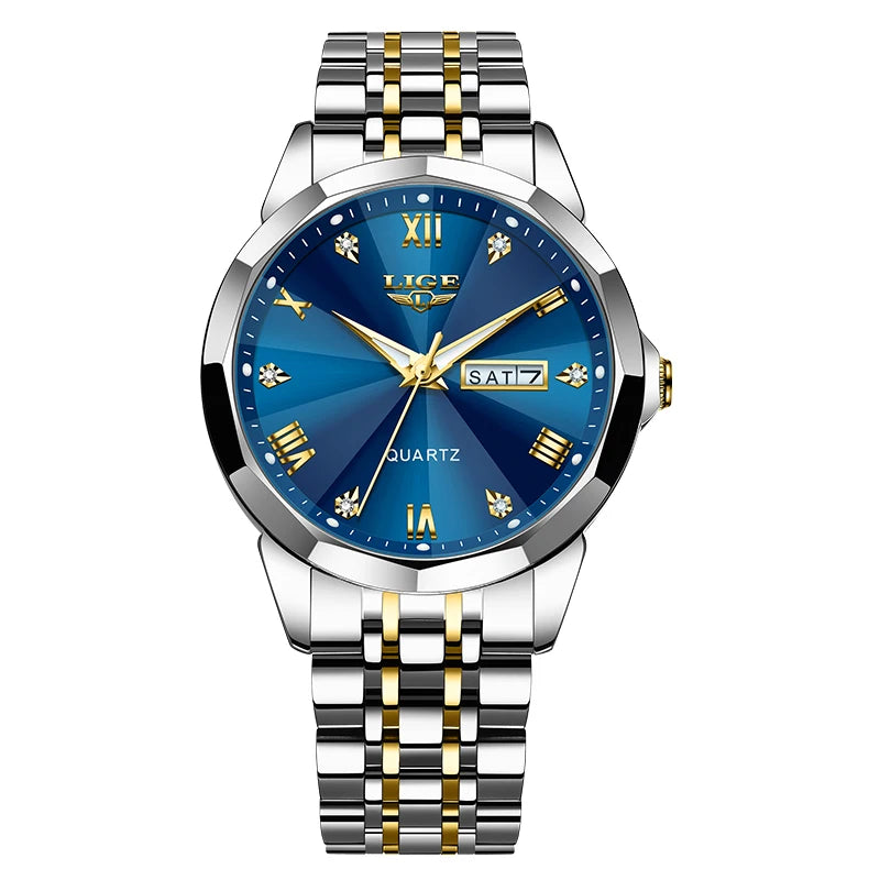 Reloj de pulsera de cuarzo para mujer LIGE: elegante y lujoso, con indicador de fecha y día de la semana. Reloj sencillo y resistente al agua, ideal como regalo para mujer.