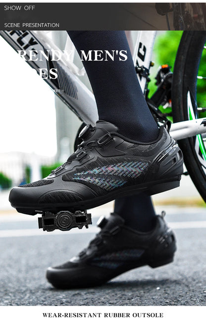 Sapatos de ciclismo MTB para homem e mulher T03 roxos respiráveis, de velocidade, autoblocantes, para ciclismo de estrada, corrida ao ar livre e treino