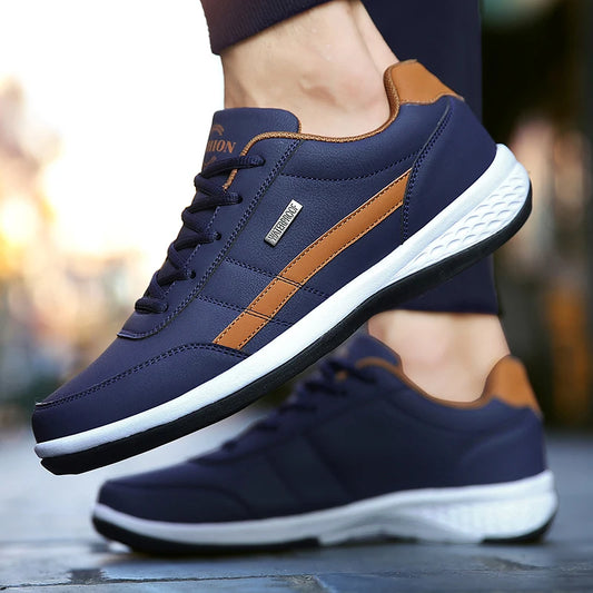 Leather Men's Sneakers Trendy Casual Italian Breathable Leisure Male Sneakers Non-Slip Footwear Men Vulcanized Shoes