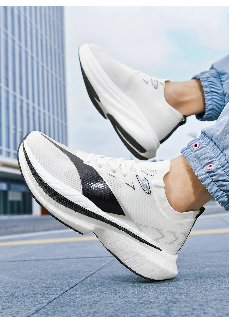 Ténis de corrida Air Cushion para homem, ténis masculinos, ténis de maratona com sola de carbono, ténis de jogging, calçado desportivo para atividades ao ar livre, ténis casuais para homem