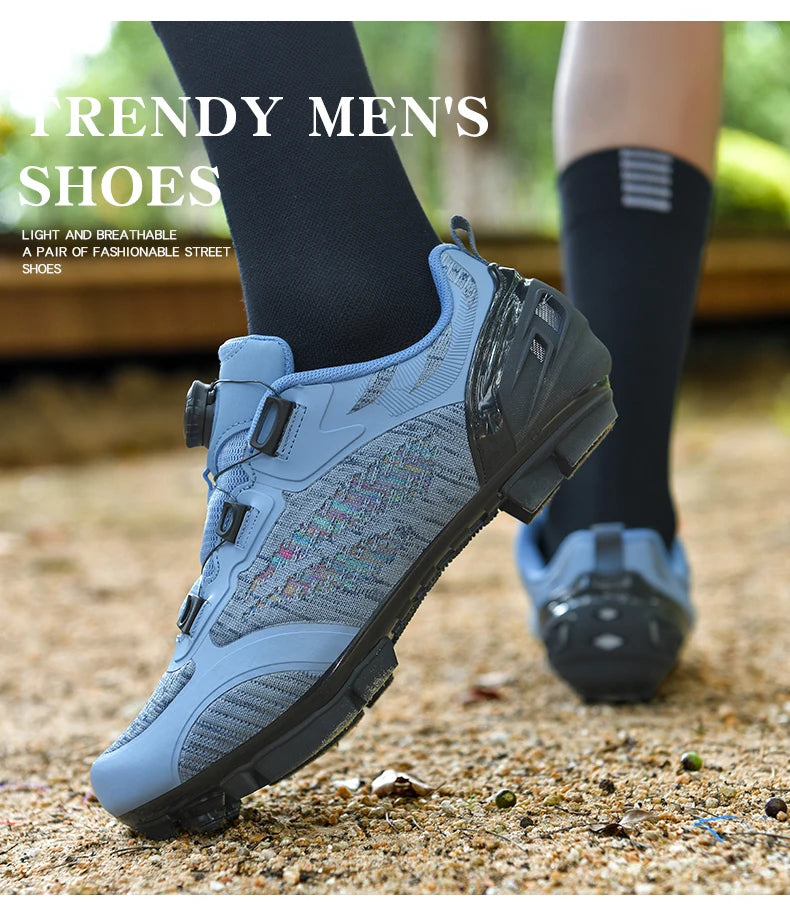 Sapatos de ciclismo MTB para homem e mulher T03 roxos respiráveis, de velocidade, autoblocantes, para ciclismo de estrada, corrida ao ar livre e treino
