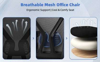 Daccormax Office chair Ergonomic Reclining 90°-125°, Desk chair with Lumbar Support, Computer chair Adjustable, living room chairs