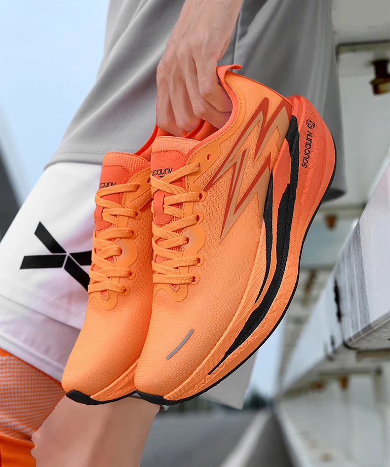 Ténis de Corrida NOVOS com Placa de Carbono para Maratona, Homem e Mulher, Desportivos, Respiráveis, Leves, Confortáveis, Antiderrapantes e Casuais