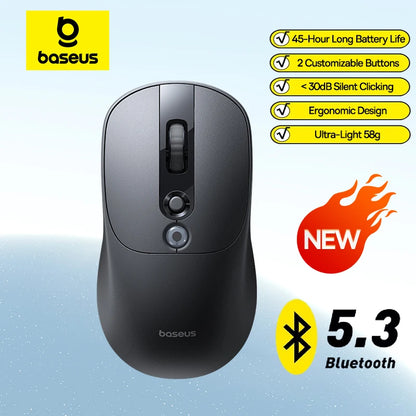 【NOU】Mouse wireless ergonomic Baseus EM2 Bluetooth 5.3 2.4G, încărcare Type-C, ultra-ușor și silențios, cu buton personalizabil