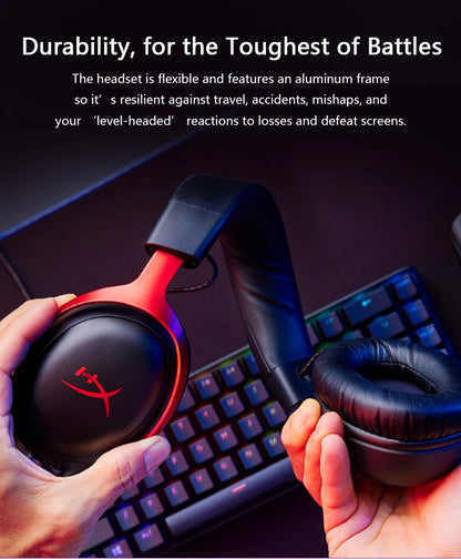 Auriculares gaming con cable HyperX Cloud III con audio espacial DTS X, transductores de 53mm y micrófono con cancelación de ruido – Auriculares gaming USB y 3.5mm para PC, PS5, Xbox y Switch