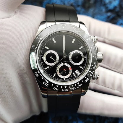 20 Colors dress 39mm Quartz Chronograph Sapphire Crystal Stainless Luminous Men's Watch VK63 Movement Calendar Strap