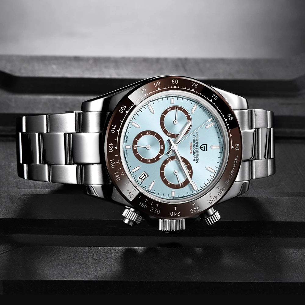 Montre pour homme PAGANI DESIGN – Modèle à cadrans colorés, montre-bracelet à quartz de luxe, chronographe équipé d'un mouvement