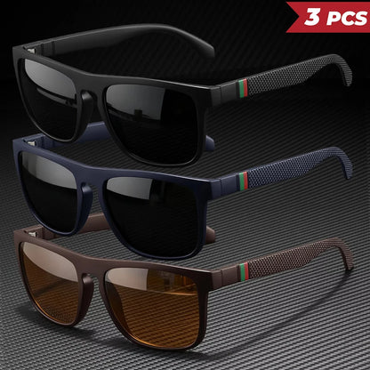 3pcs Fantasy Square Polarized Sunglasses AntiGlare UV400 Glasses Brand Designer Summer Party Driving Fishing Christmas Gift