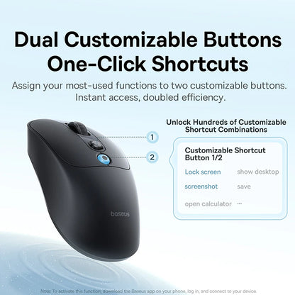 【NOU】Mouse wireless ergonomic Baseus EM2 Bluetooth 5.3 2.4G, încărcare Type-C, ultra-ușor și silențios, cu buton personalizabil