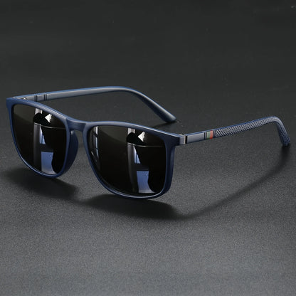 Classic Fashion Square Sunglasses - Lightweight Frame with Red/Green Stripe Temples, UV400 for Travel & Daily Wear