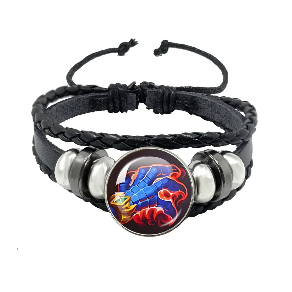 Classic Games World Of Warcraft Hearthstone Glass Leather Rope Bracelet For WOW Alliance and Horde Combatant Gift