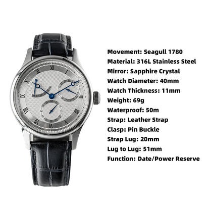 Orologio da uomo Pilot 40mm 1963 automatico meccanico da polso, movimento Tianjin ST1780, design militare, nuovo 2024