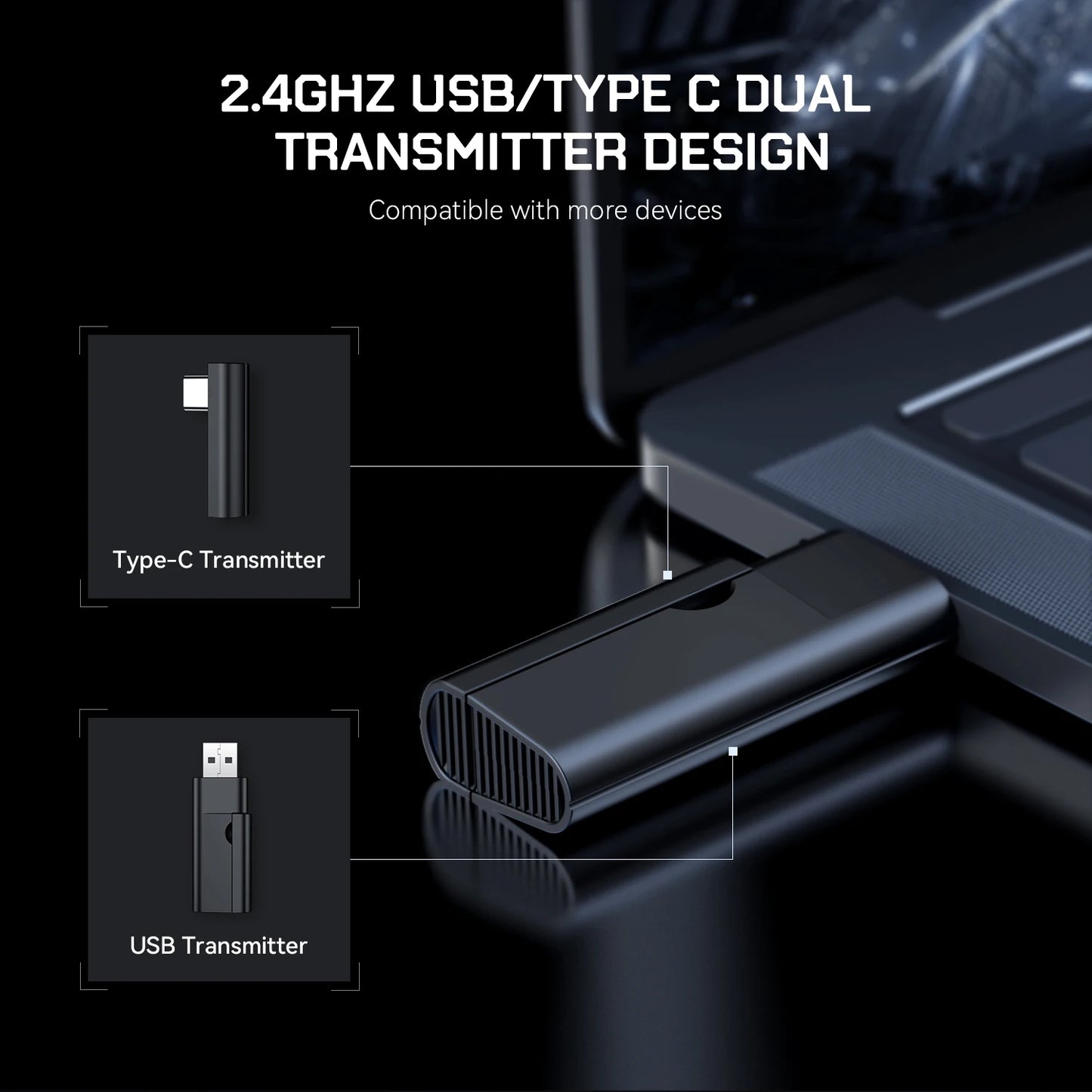 Cuffie gaming wireless tri-mode EKSA G19BT – Bluetooth 5.4, 2.4GHz a bassa latenza, cuffie gaming con microfono per PC, PS5, Xbox