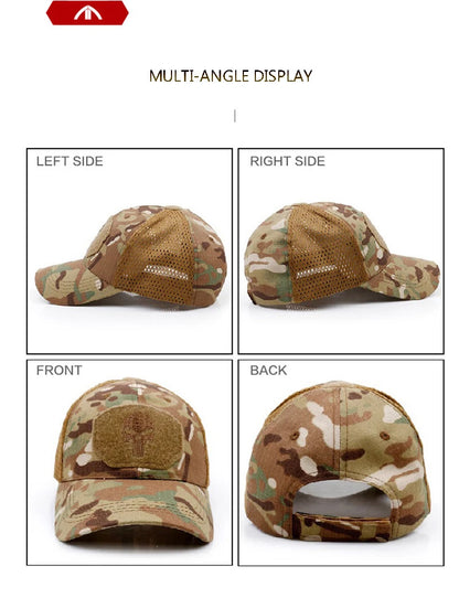 Militärische Trainingsmütze im Camouflage-Karo-Design für Frühling und Sommer, Outdoor-Sport, Sonnenschutz, Netzmütze, lässige Schirmmütze