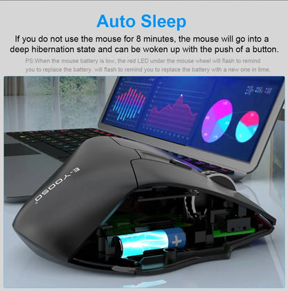 E-YOOSO 2.4G vezeték nélküli egér PAW3212 4800 DPI ergonomikus egér, gamer egér, irodai egér notebookhoz, PC-hez, laptophoz és MacBookhoz