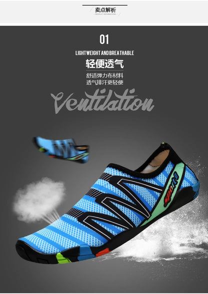 Scarpe da acqua ad asciugatura rapida per spiaggia, unisex, pantofole aqua da nuoto barefoot, scarpe da surf e risalita del fiume, calze outdoor leggere estive
