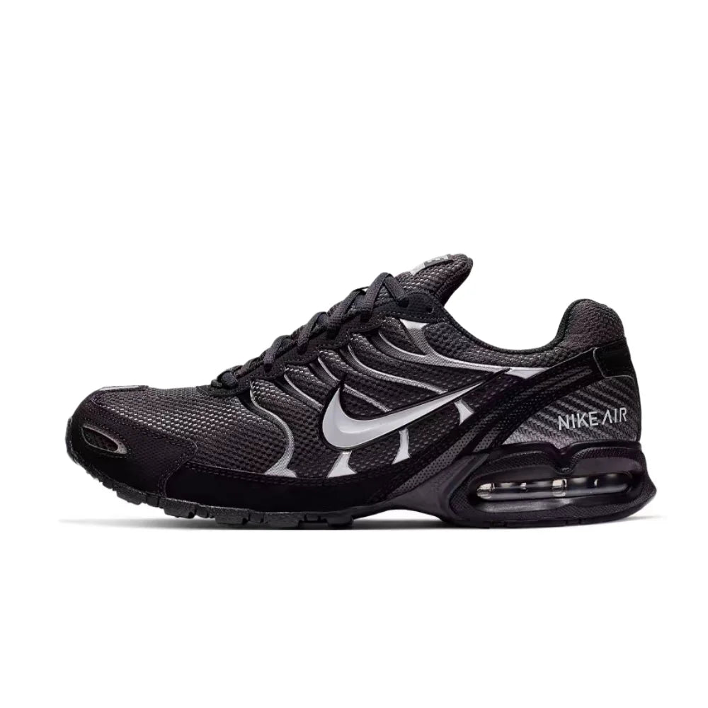 Ténis de corrida casuais de cano baixo Nike Air Max Torch 4 para homem – Preto/Prateado, com atacadores, sola almofadada, respiráveis e resistentes 343846-002