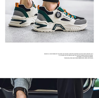 Koreanische Herren-Sportschuhe mit drehbarer Schnalle, modische Freizeitschuhe für alle Jahreszeiten, weiche rutschfeste Sohle, Outdoor-Laufschuhe, Studenten-Sneaker