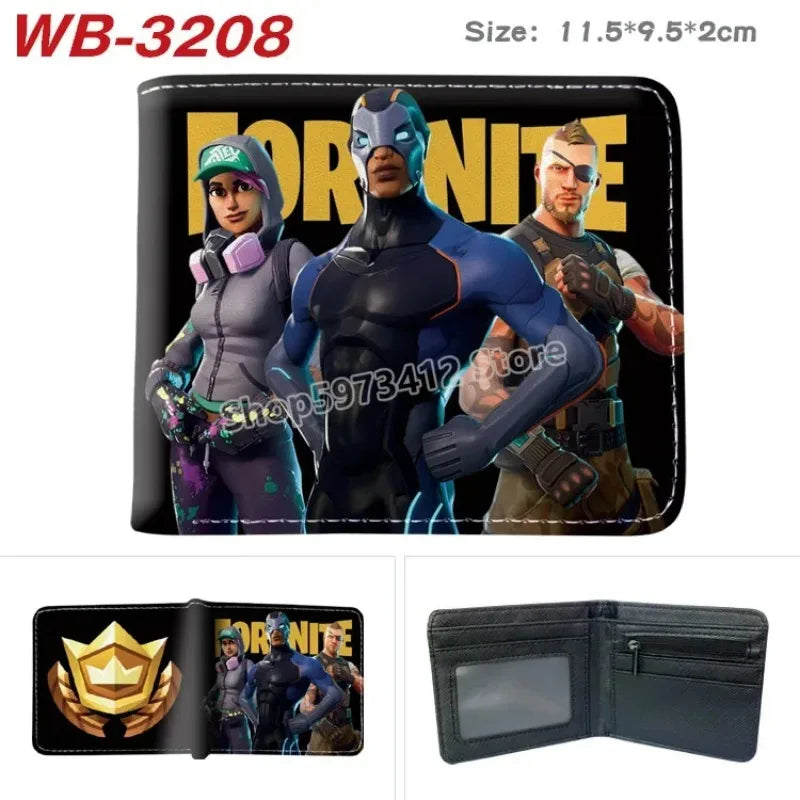 Fortnite Wallets for Boys and Girls Anime Fortnite Wallet Cartoon Card Holder Bag Leather Short Purse Fashion Folded Purses Kids Gift