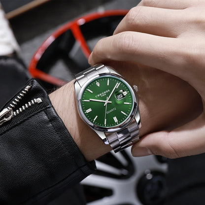 Montre-bracelet pour homme CHRONOS – Marque de luxe, étanche, lumineuse, avec affichage de la date, en acier inoxydable, à mouvement à quartz.