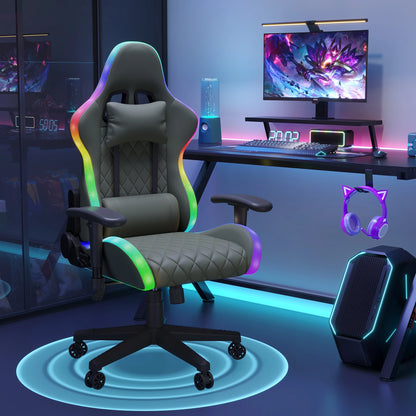 Ergonomic Office Chair with Lumbar Massage, RGB LED Lighting, Reclining Backrest, Adjustable Armrests & Executive Gaming Chair for Home Office
