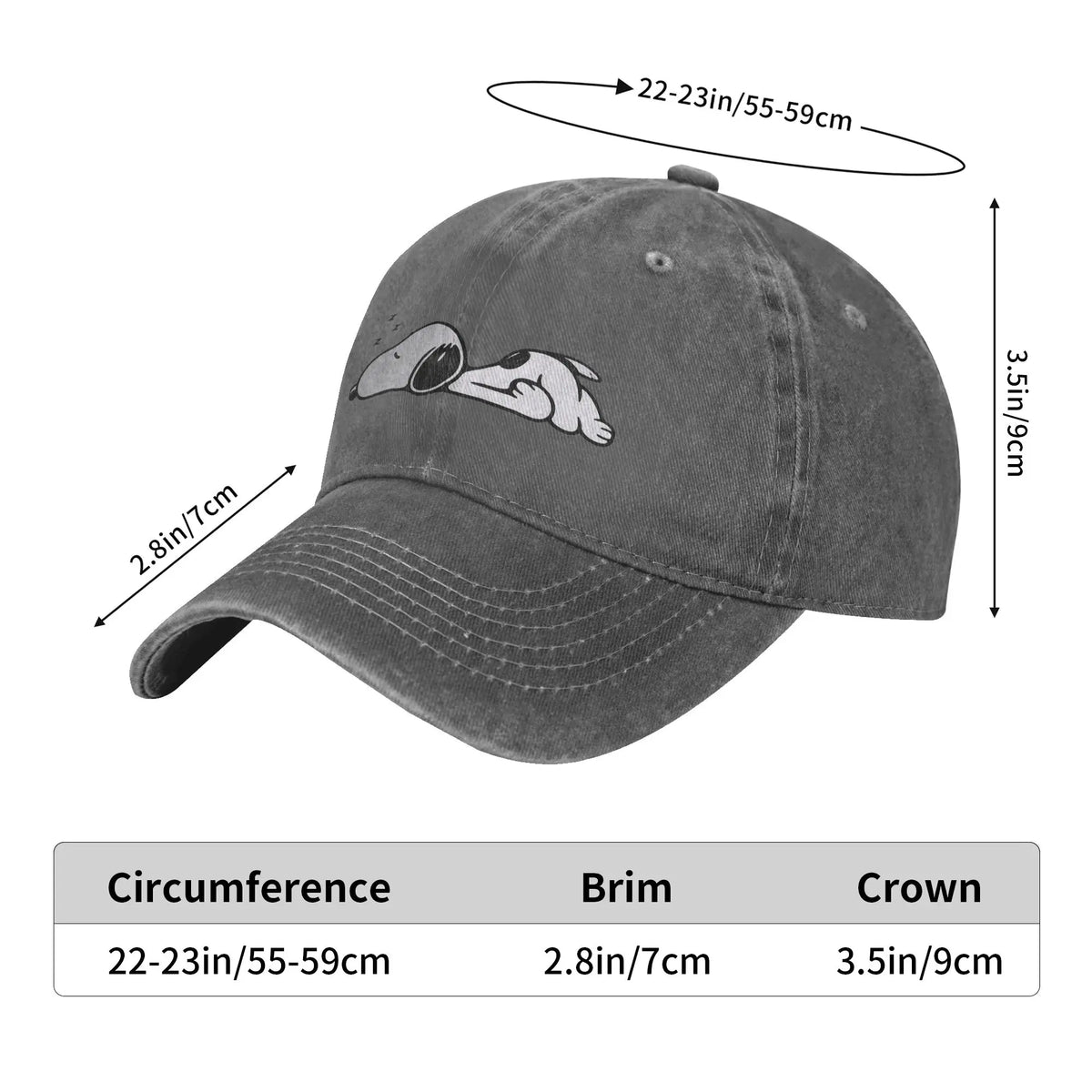 Sleeping Snoopy Baseball Caps Casual Distressed Washed  Snapback Cap Unisex Style Outdoor Summer Adjustable Caps Hat