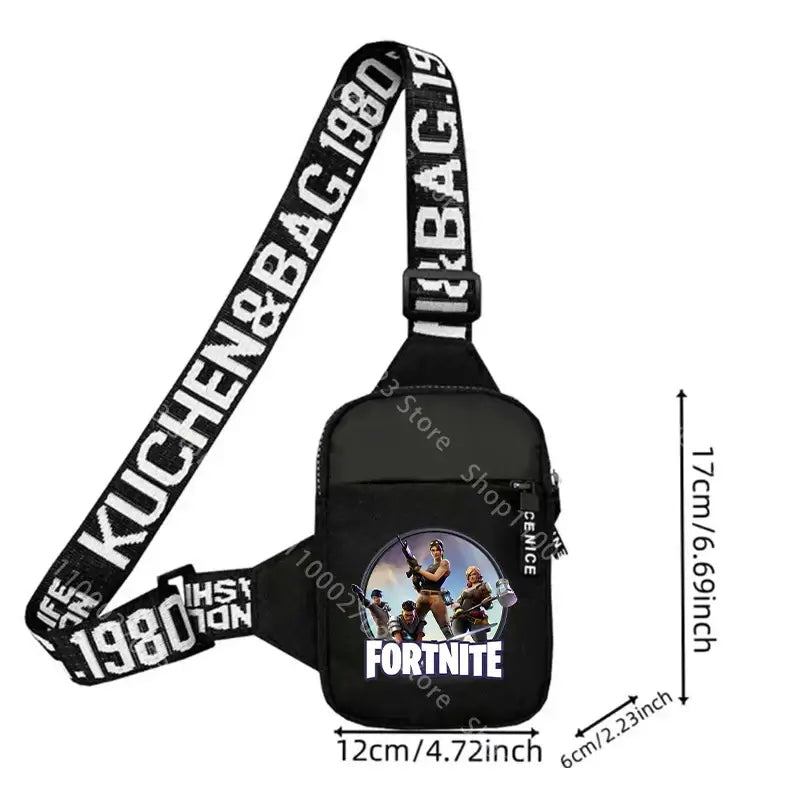 Bolso bandolera para adulto Fortnites, deportivo y casual, ligero, mini bolso para teléfono con estampado de figura de juego de dibujos animados, bolso cruzado de pecho para hombre, regalo