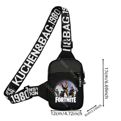 Bolso bandolera para adulto Fortnites, deportivo y casual, ligero, mini bolso para teléfono con estampado de figura de juego de dibujos animados, bolso cruzado de pecho para hombre, regalo