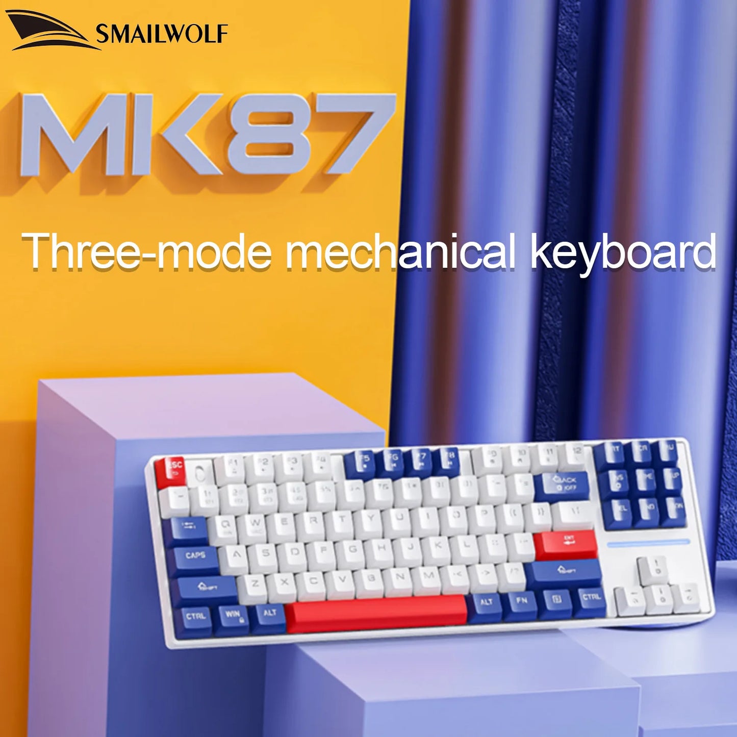 Teclado mecánico inalámbrico Bluetooth SMAILWOLF MK87 para gaming e-sports, teclas completas, hot-swap, teclado personalizable