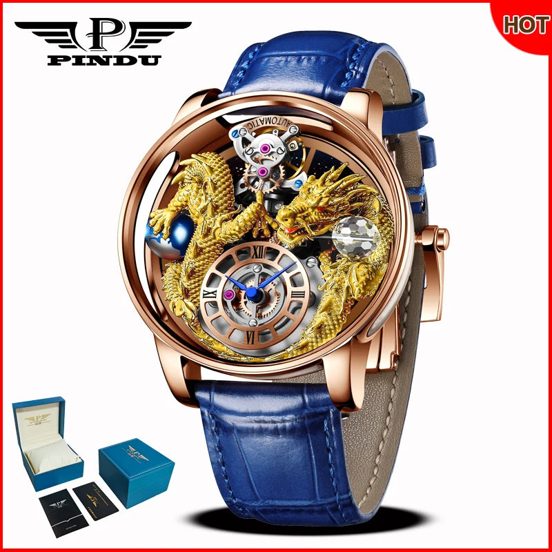 Relógio masculino PINDU Design 2025 NOVO Diamond Tourbillion, relógio de luxo Astronomia de marca premium, quartzo, vidro de safira, impermeável