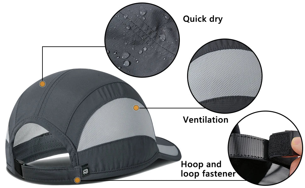 GADIEMKENSD Unisex Quick Dry Sports Cap - Running, Hiking, Golf - Sun Protective Outdoor Cap (Gorra Running, Boné Corrida）