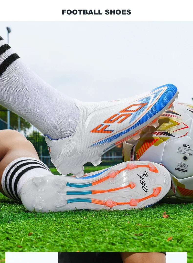 New Men Soccer Shoes Football Boots Non-Slip Boys Sneakers Hot-Selling Grass Cleats High-Quality Match Outdoor High-Top Light