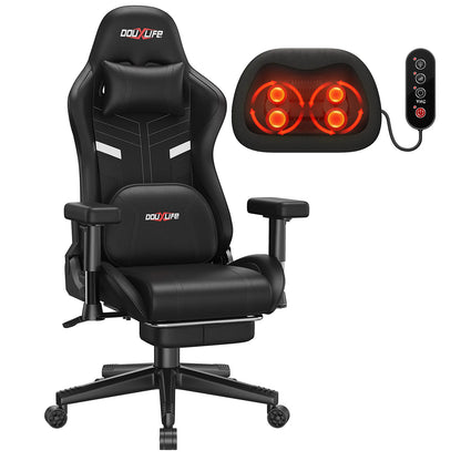 GC-RC03 Ergonomic Gaming Chair with Massage & Heating, 175° Reclining Computer Chair, Lumbar Support Office Chair with Footrest