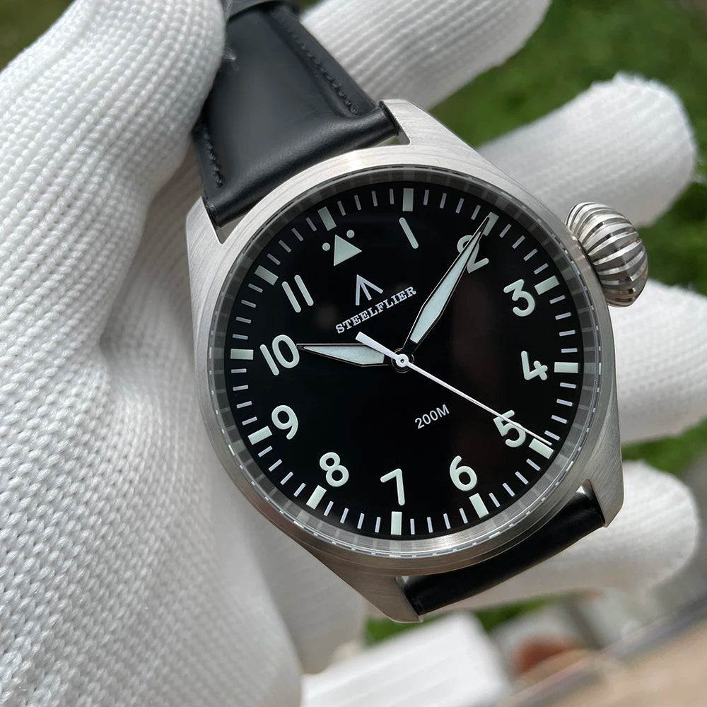 STEELFLIER Official SF743 Pilot VH31 Quartz Movement Big Onion Crown 200M Waterproof Sapphire Crystal Luxury Dive Luminous Watch