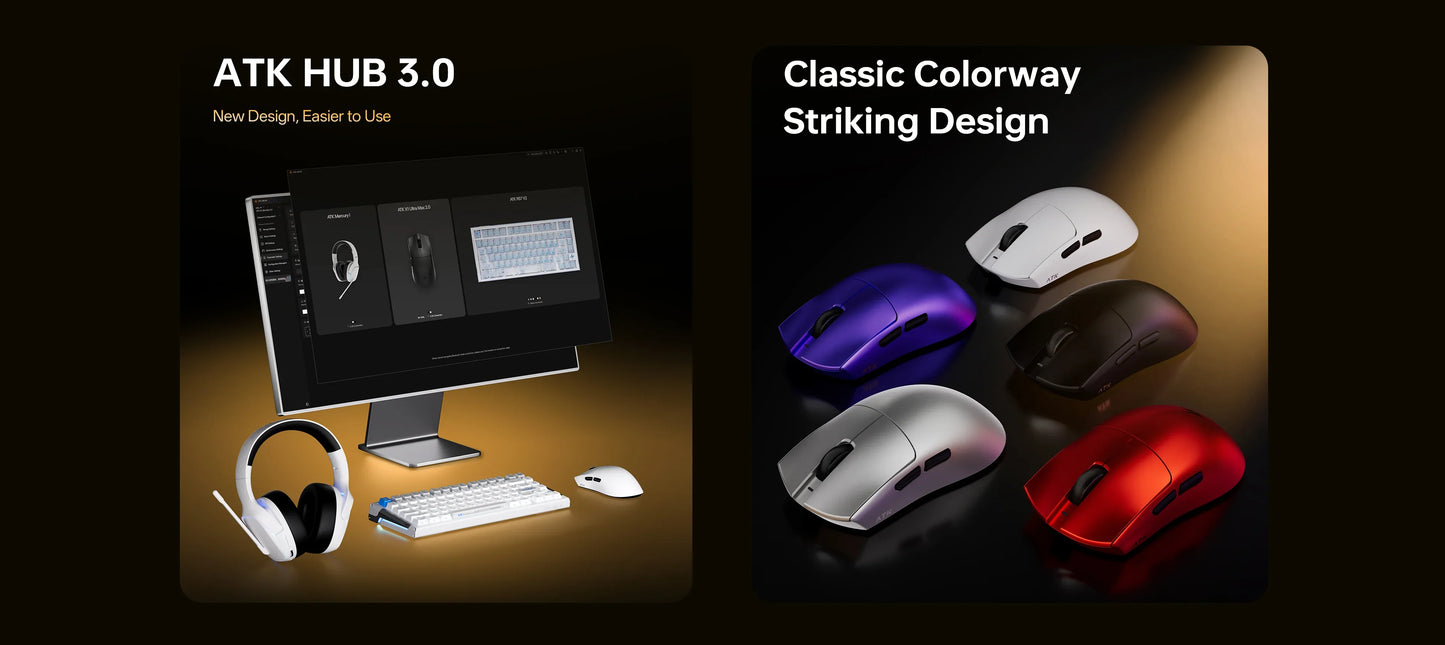 Rato sem fios ATK Blazing Sky X1 V2 Series Dual Mode Paw 3950ultra, taxa de resposta 8k, ergonomia personalizada, rato gaming e e-sport para escritório